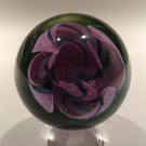 High Quality Studio Art Glass Paperweight Purple Crimped Tulip On Green