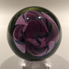 High Quality Studio Art Glass Paperweight Purple Crimped Tulip On Green