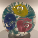 Vintage American Studio Art Glass Paperweight Colorful Trumpet Flowers
