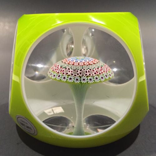 Vintage Saint Louis Art Glass Paperweight Double Overlay Millefiori Mushroom