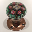 Vintage Strathearn Art Glass Paperweight Doorknob Twists & Millefiori On Black