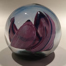 High Quality Studio Art Glass Paperweight Purple Crimped Tulip On Green