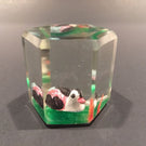 Early Chinese Faceted Art Glass Paperweight Sulphide Painted Duck