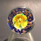 Handmade Al Janelle Art Glass Marble Lampworked Yellow Flower Marble