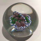 Vintage Murano Art Glass Paperweight Encased Latticino Basket Of Eggplants