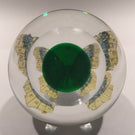 Vintage Beranek Czech Art Glass Paperweight Detailed Butterfly On Green