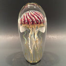 Signed 6" Satava Art Glass paperweight Purple Ribbed Jellyfish Sculpture