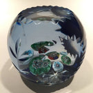 Vintage Murano Art Glass Paperweight Millefiori Blue Flash Fancy Cut Faceting