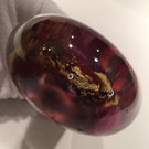 Modern American Signed Studio Art Glass Paperweight Purple Gold Leaf Sculpture