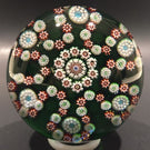 Rare Antique Baccarat Art Glass Paperweight Millefiori Garland on Green Ground