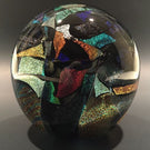 Huge Bruce Freund Art Glass Paperweight Encased Geometric Dichroic Design