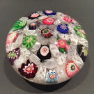 Rare Antique Clichy Art Glass Paperweight Chequered Complex Millefiori W/ Rose