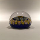 Miniature Strathearn Art Glass Paperweight Concentric Millefiori On Blue Ground