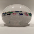 Huge Clichy Art Glass Paperweight Concentric Millefiori On Muslin W/ Roses