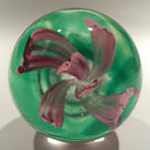 Vintage Elwood Indiana American Studio Art Glass Paperweight Crimp Pink Tulip