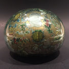 Antique English Green Bottle Glass Paperweight Whimsy Reverse Decoupage