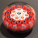 Miniature Strathearn Art Glass Paperweight Concentric Millefiori Brown Ground