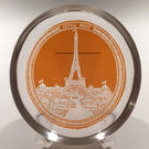 Rare Antique Baccarat Art Glass Paperweight Etched Eiffel Tower Amber Flash