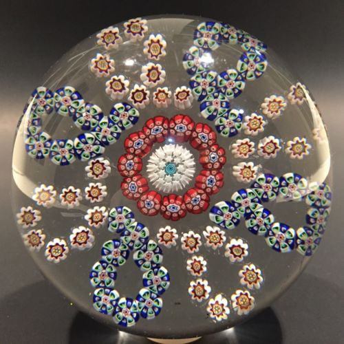Huge Antique Baccarat Art Glass Paperweight Looped Millefiori Garland