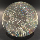 Signed Tom Philabaum Modern Art Glass Paperweight Dichroic Bubble Twist
