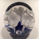 Vintage American Studio Art Glass Paperweight White Trumpet Flowers