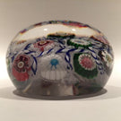 Rare Antique Clichy Art Glass Paperweight Blue Barber Pole Chequer Millefiori