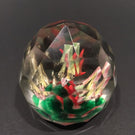 Early 1930's Chinese Faceted Art Glass Paperweight Painted Sulphide Caged Birds
