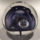 Signed Rollin Karg Art Glass Paperweight Modern Metallic Purple Control Bubbles