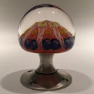 Vintage Strathearn Art Glass Paperweight Doorknob Twists & Millefiori On Orange