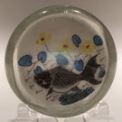 Early Chinese White Ground Art Glass Paperweight Detailed Fish & Lotus