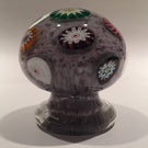 Unusual Murano Art Glass Paperweight Piedouche Millefiori on Purple