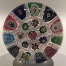 Rare Antique Clichy Art Glass Paperweight Chequered Complex Millefiori W/ Rose
