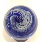 Signed Modern American Studio Art Glass Paperweight Blue & White Swirl