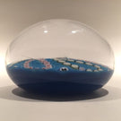 Early Parabelle Art Glass Paperweight Rose Cane Millefiori Garland Blue Ground