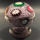 Unusual Murano Art Glass Paperweight Piedouche Millefiori on Purple