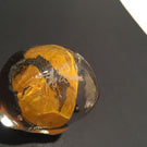 Signed Modern American Studio Art Glass Paperweight Orange Bubble Design
