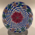 Signed Peter Holmes Selkirk Art Glass Paperweight millefiori floral White Spiral