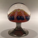 Vintage Strathearn Art Glass Paperweight Doorknob Twists & Millefiori On Orange