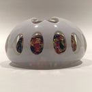 Unusual Bohemian Art Glass Paperweight Fancy Cut White Overlay Multicolor Bubble