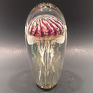 Signed 6" Satava Art Glass paperweight Purple Ribbed Jellyfish Sculpture