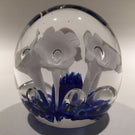 Vintage American Studio Art Glass Paperweight White Trumpet Flowers