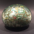 Antique English Green Bottle Glass Paperweight Whimsy Reverse Decoupage