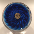 Signed Peter Holmes Selkirk Art Glass Paperweight millefiori floral White Spiral