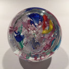 Colorful Murano Art Glass Paperweight Latticino & Ribbon Scramble