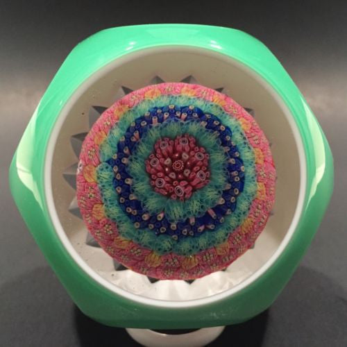 Vintage Baccarat Art Glass Paperweight Double Overlay Millefiori Mushr