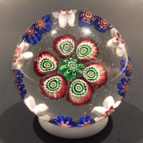 Miniature Antique Clichy Art Glass Paperweight Complex Concentric Millefiori