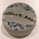 Rare Antique Albert Graeser Art Glass Paperweight Floral White Name Plaque