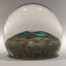Vintage Murano Art Glass Paperweight Lampworked Rose Millefiori On Aventurine