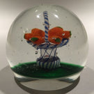 Vintage Murano Art Glass Paperweight Encased Latticino Basket Of Carrots