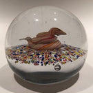 Vintage Degenhart? Art Glass Paperweight Coiled Snake on Multicolored Ground